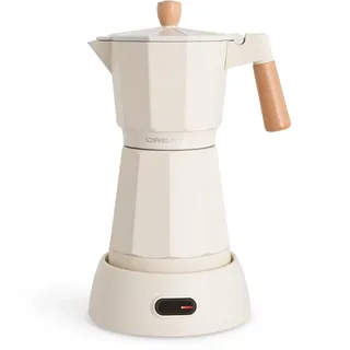 CREATE / THERA MOKA ELECTRIC/Italienische Elektrische Espressomaschine Cremeweiß/Warmhaltefunktion, 300ml, 6 Tassen, 360°-Basis, leichte Reingung und BPA-frei, 480W