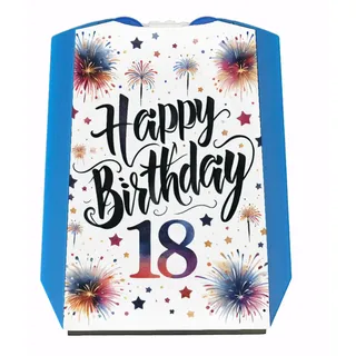 speecheese Parkscheibe 18. Geburtstag Feuerwerk mit Spruch Happy Birthday | mit fröhlichem Hintergrund Perfekt für die achtzehn Party Feier Geburtstagsgruß und Glückwünsche