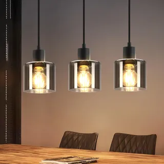 ZMH Pendelleuchte Esstisch Hängelampe Schwarz - Esstischlampe Hängend E27 Hängeleuchte Vintage 3 Flammig Esszimmerlampe Industrial Pendellampe Retro für Wohnzimmer Hotel Büro (ohne Leuchtmittel)