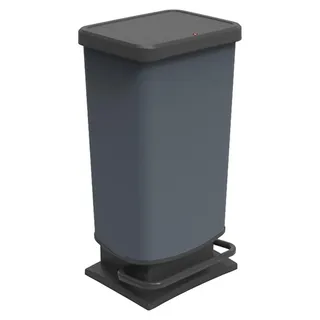 Rotho Abfalleimer 40 L Paso - Treteimer Geruchsdicht - Abfallbehälter 35,3 x 29,5 x 67,6 cm - Mülleimer mit Softclose - Tretabfalleimer - Grau