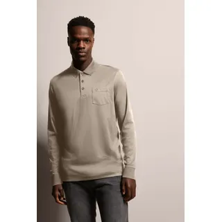 Bugatti Langarm-Poloshirt BUGATTI, Herren, Gr. 4XL, beige, 50% Baumwolle, 50% Polyester, unifarben, casual, normal, ohne Ausschnitt, Langarm, Shirts, mit feiner Strukturoptik