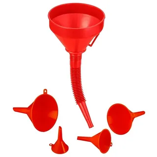 Relaxdays Trichter Set 5-teilig mit Schlauch und Sieb rot