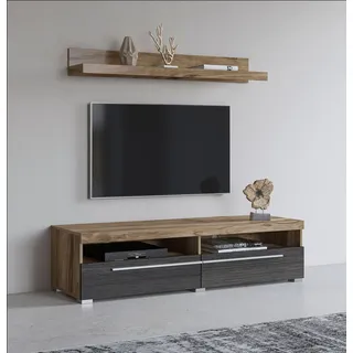 OTTO home TV-Lowboard 140 cm mit Wandregal satin nussbaumfarben/darkwood