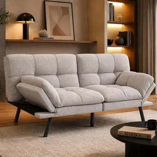 Makika Schlafcouch Polyester 3-Sitzer Grau