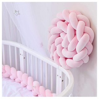 NUODWELL Nestchenschlange Twist Weave Baby Kopfschutz Bettumrandung rosa