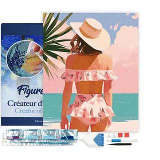 Figured'Art Diamond Painting Erwachsene 40x50cm Mit Rahmen Ganze Leinwand gespannt Sommerschönheit 5D Bilder Eckige Steine - DIY Set Basteln