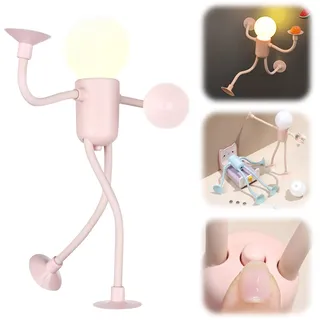 Hekasvm Lustig Oktopus Nachtlicht, Mini Led Tischlampe mit Saugnapf, Leselampe Biegbar & Tragbar, Nachttischlampe Batteriebetrieben, Niedlich Schreibtischlampe für Desktop Wand Deko (Sportler,Rosa)