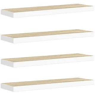 furnicato Wandregal Schweberegal 80x23,5x3,8 cm in Eiche und Weiß, MDF & Metall, 4-tlg. braun 23.5 cm x 23.5 cm x 80 cm