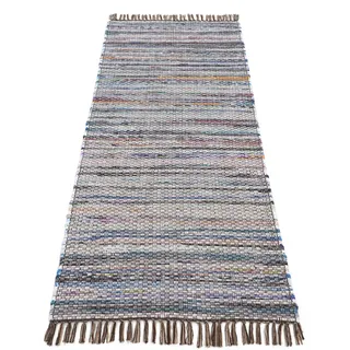 carpetfine Flachgewebeteppich Kelim Chindi Läufer Braun 75x200 cm | Moderner Teppich für Wohn- und Schlafzimmer