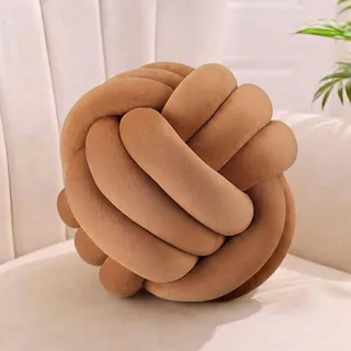 Relaxdays Knotenkissen Ø 25 cm Braun