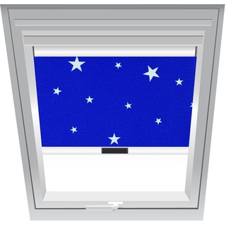 Roto Verdunklungsrollo Sterne-Marinen-Blau 3-V62, 54x98 cm (5/9), 617,Manuell,Roto,weiße Schiene