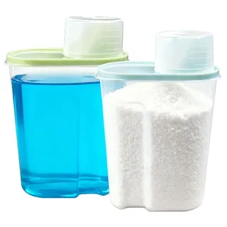 Waschmittelspender Waschmittelbehälter Waschpulverbehälter - 2500 ml - Set von 2 - Luftdicht - Mit Messbecher