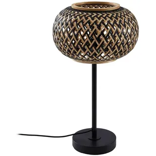 Lindby Tischlampe Nerys (Landhaus, Vintage Rustikal) aus Holz (1 flammig E27) - Tischleuchte Schreibtischlampe Nachttischlampe Wohnzimmerleuchte