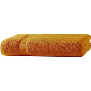 Luxuriöses Badetuch 100x150 cm - 100% Baumwolle - kuschelweich, saugstark & schnelltrocknend - Elegantes Design mit 2 Bordüren in Terra