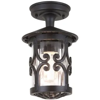 Elstead LIGHTING LED Außen-Deckenleuchte, LED wechselbar, warmweiß, Landhaus-stil Außenlicht Carport Beleuchtung Terrassenlampe, Höhe 26cm schwarz