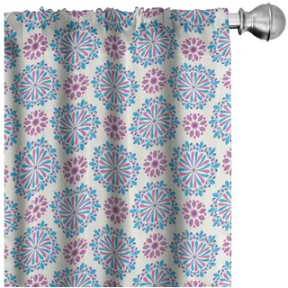 Abakuhaus Gardine Vorhang für Wohnzimmer Schlafzimmer Dekor, Microfaser, orientalisch Bunte Mandalas Bilder blau 150 cm x 225 cm