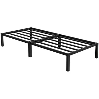 ML-Design Metallbett 90x200cm auf Stahlrahmen mit Lattenrost, Schwarz, Bettgestell