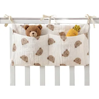 BAUCH Babybett Organizer,Kinderzimmer Hängender Bett Organizer mit Taschenorganizer Beistellbett Baby, für Windeln Kleidung Spielzeug Hängeorganizer Babybetttasche,39X20CM