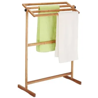 Relaxdays Handtuchhalter stehend Walnuss Hellbraun