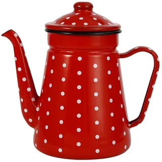 Tumintu 1,2 Liter Kaffeekanne Aus Emaille zum ÜBergießEn Von Milch, Wasserkrug, Wasserkocher für Gasherd und Induktionsherd A