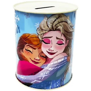 Disney Spardose Frozen Anna und Elsa aus Metall, nicht zu öffnende Blechdose, 11 x 8 cm