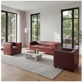 MCW Wohnlandschaft Lille-3-1-1, Set, Hohe Standfestigkeit, abgerundete Ecken + Kanten, weiche Polsterung braun|rot