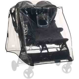 hauck Regenschutz Geschwisterwagen 51 x 72 x 88 cm mit Reflektierender Umrandung, Kontakt & Belüftungs Fenster, Einfache Klettverschluss Befestigung am Kinderwagen (Transparent)