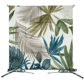 Eurofirany Stuhlkissen Wasserfeste Gartenkissen Gesteppte Punkte Einfarbig Gemustert 40x40 cm, Wasserdichte Sitzkissen Outdoor Kissen mit Schnürsenkeln beige|bunt