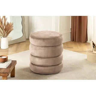 riess-ambiente Polsterhocker VOGUE 40cm champagner/greige - Samt, mit Stauraum, gepolstert, rund (Einzelartikel, 1 St), Eleganter Sitzhocker - ideal f. Ankleide, Flur, Wohnzimmer & Garderobe grau