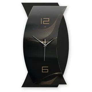 Kreative Feder Wanduhr 3D Designer-WANDUHR Dark Waves (ohne Ticken; Funk- oder Quarzuhrwerk; elegant, außergewöhnlich, modern) schwarz