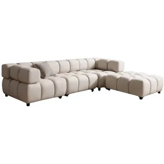 kaiser möbel Ecksofa L-Form, Bolla, stoff Bluvel, Creme, Rechts - Creme