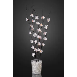 hellum 300055 schwarzer LED-Dekozweig mit rosa Blüten (ohne Vase) für innen, 120 cm, 25 LEDs warm-weiß mit Transformator