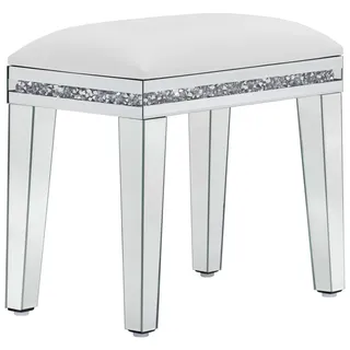 Carryhome Schminktischhocker, Creme, Silber, Kunststoff, Glas, Textil, rechteckig, 50x47x30 cm, Schlafzimmer, Schminktische