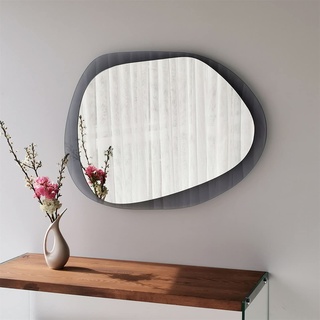 Gozos Moderner Industrial Marzagon Spiegel - Wandspiegel mit Schwarzes Heckglas und inklusive Montagematerial - Maße 75 x 55 x 2,2 cm - Asymmetrischer Spiegel ideal als Dekorationsobjek