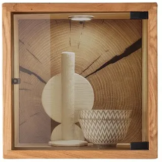 Main Möbel Wandregal Wandregal mit Glastür 34x34cm 'Danzig II' Wildeiche massiv
