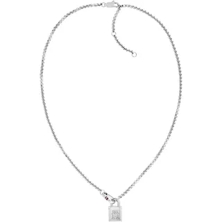 Kette mit Anhänger TOMMY HILFIGER "AMERICAN ICON", bunt (edelstahlfarben, blau, weiß, rot), Halsketten, Damen, Edelstahl, L: 45,5 B: 2mm, teilweise mit Emaille, B:2mm