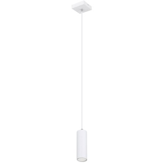 Lampe skandinavisch Hängeleuchte Hängelampen Wohnbereich Modern Pendelleuchte einflammig, Metall weiß, 1x GU10 Fassung, LxBxH 9x9x120 cm