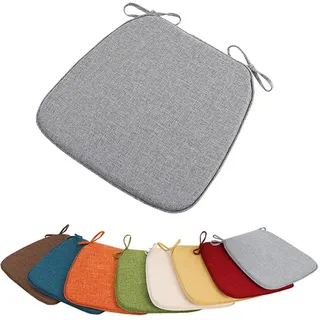 YOUGANG U-förmiges Stuhlkissen für Esszimmer, Küche, Bürostühle, rutschfestes Stuhlkissen mit Bändern, hochdichter Schaumstoff, für drinnen und draußen, Möbelkissen (Grau, 45 x 42 cm)