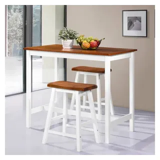 furnicato Bargruppe Praktisches Bar-Set in Braun und Weiß, 108 x 60 x 91 cm, (1-tlg), Stabile Sitzgruppe aus Massivholz für Bar oder Gastronomiebetriebe braun