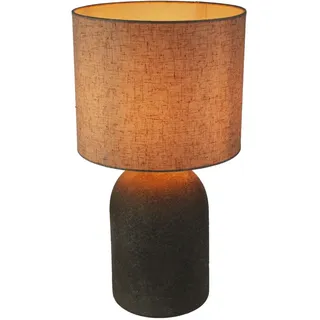 Tischlampe MIRA, H 31 cm - Beige - Schwarz - Stein - Textil