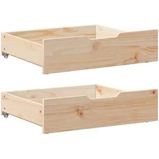 vidaXL Bettschubladen mit Rollen 2 Stk. 65x55x17 cm Massivholz Kiefer