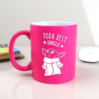 eBuyGB Personalisierbarer Kaffeebecher, Motiv: Baby Yoda-Tasse, 350 ml, Teetasse mit Star-Wars-Motiv, lustiges Geschenk von Nichte und Neffe (Yoda Best Oncle)