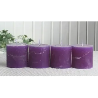 Set: 4X Rustik-Stumpenkerze, 5 x 5 cm Ø, lila-violett
