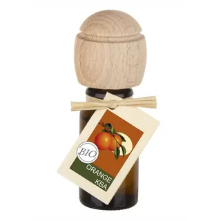 Traumduft-Manufaktur Duftöl Orange Bio (1-St), Piccolino Duftöl Raumduft mit Buchenholzkopf Bioöl 10 ml weiß