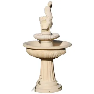 Xlmoebel Gartenbrunnen Imposanter Gartenbrunnen aus robustem Stein mit plätscherndem Wasser, (Artikel PORTO AMANDA 2), Hergestellt in Europa weiß