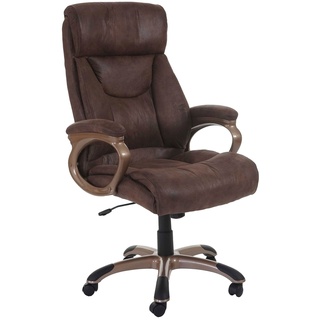 Bürostuhl Denver, Schreibtischstuhl Drehstuhl Chefsessel ~ Wildleder-Optik taupe-braun