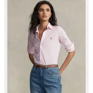 Polo Ralph Lauren für Damen. 211664427002 Slim Fit Baumwolljersey Oxford Hemd rosa (S), Lässig, Baumwolle, Langarm