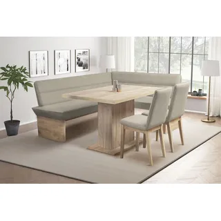 OTTO home Eckbankgruppe OTTO HOME "Beluna + Cross Essecke Sitzgruppe Eckbank Küchenbank", braun (latte), B:210cm H:89cm T:169cm, Sitzmöbel-Sets, Eckbankgruppe, Sitzgruppe Esszimmer Stühle Tisch und Bank bequem gepolstert