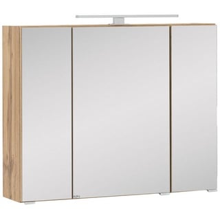 Held Spiegelschrank, Eiche, Metall, 6 Fächer, 80x64x20 cm, Made in Germany, Badezimmer, Badezimmerspiegel, Spiegelschränke