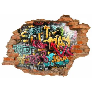nikima Wandtattoo 149 Wandtattoo Graffiti bunt - Loch in der Wand - Größe 1750 x 1210 mm (PVC-Folie), in 6 vers. Größen bunt 175 cm x 50 cm x 121 cm